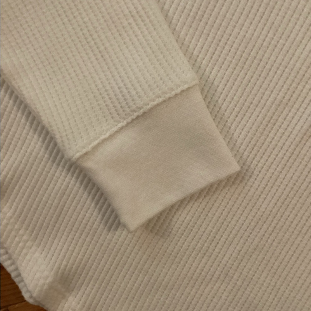 GAP WAFFLE RAGLAN HENLEY - IVORY LONG SLEEVE RELAXED FIT MED - CUSTOMER FAVORITE - Picture 9 of 16
